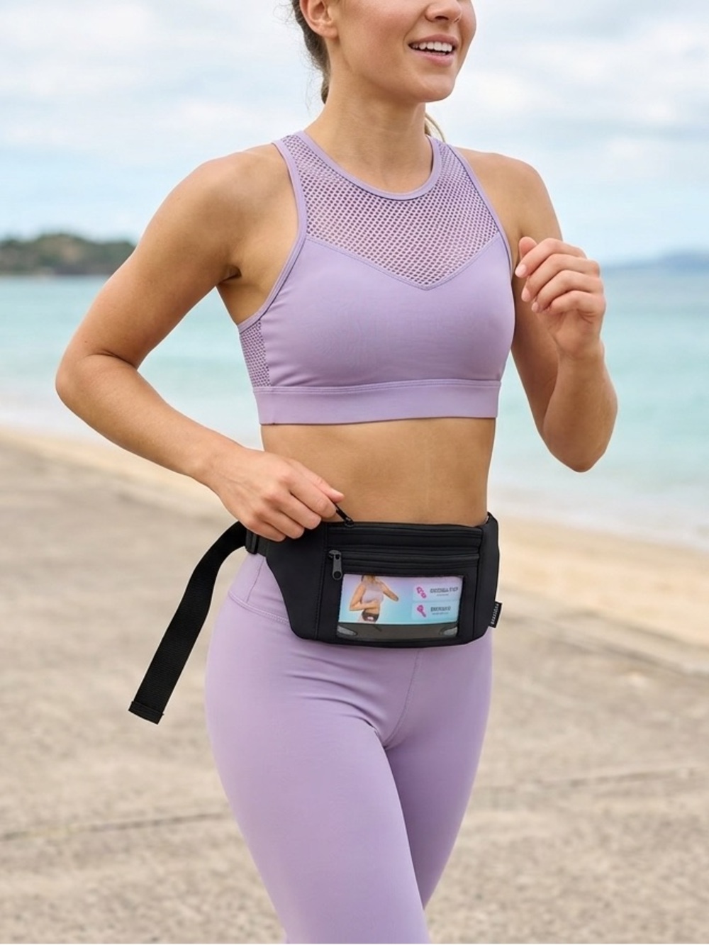New! FormFit Black Workout Waist Pack with Clear ID Window